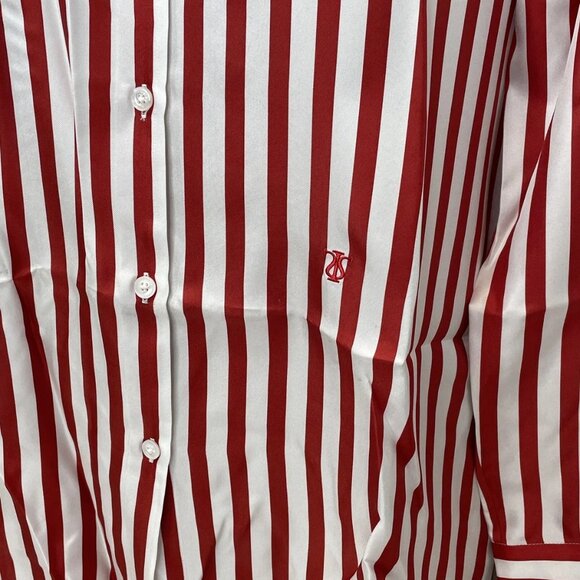 Lilysilk Women’s Silk Button‑Down Top Red/White Stripes Size M - Picture 4 of 9